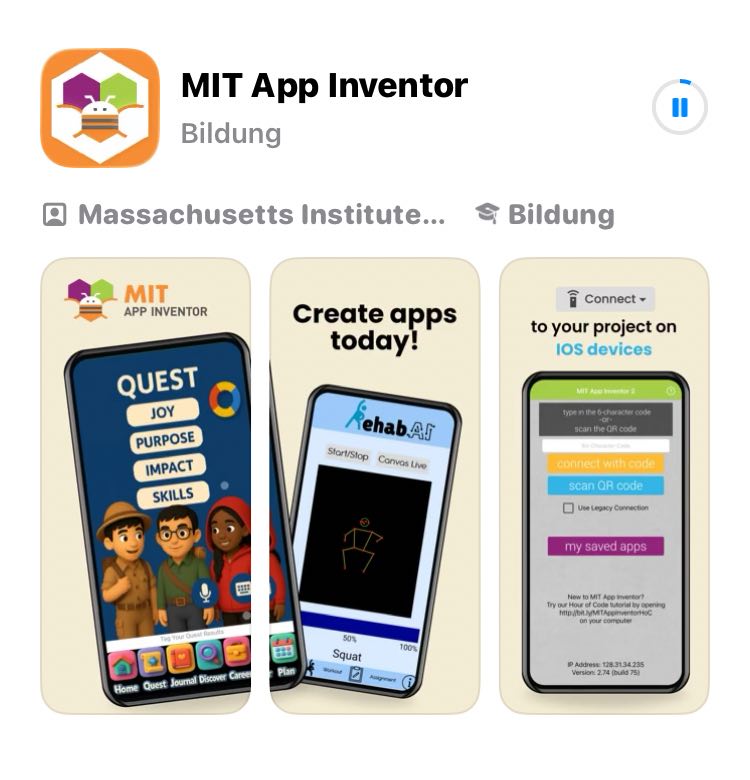 MIT App Inventor im Apple App Store