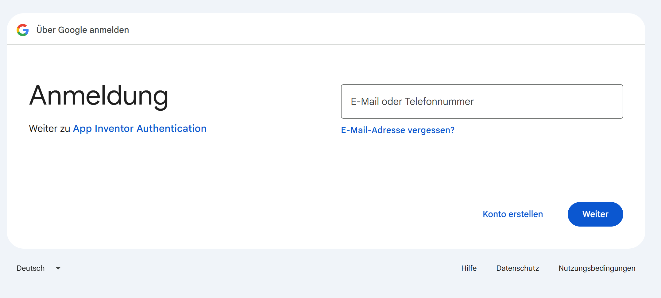 Google-Login bei App Inventor